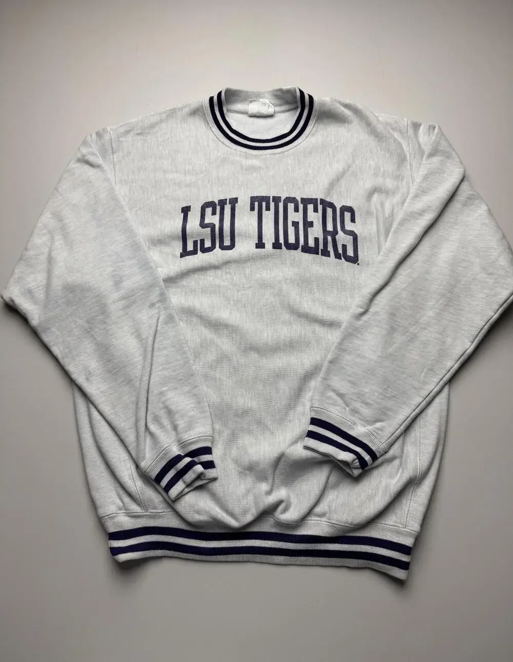 LSU Tigers Sweatshirt Mens Large Gray NCAA Football Champion Reverse Weave